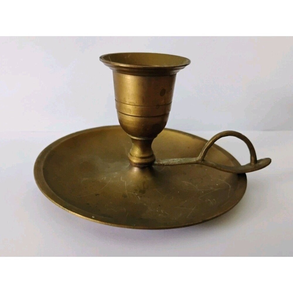 Vintage Solid Brass Candle Holder Candlestick Cottagecore Mantle Accents
